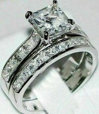 2.82CT Princess Cut Moissanite Channel Set Engagement Ring 14k White Gold Size 9
