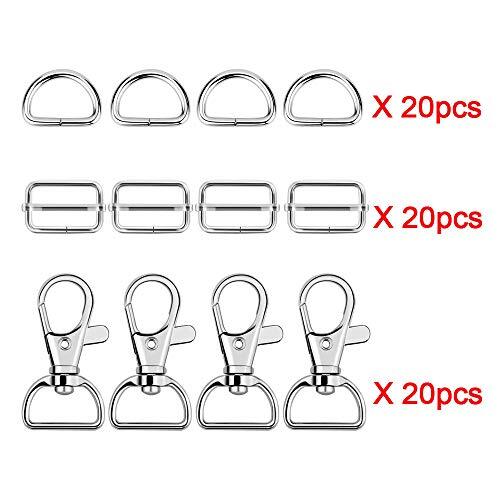 Hysagtek 60 Pcs Purse Hardware for Bag Making Swivel Snap Hooks, D