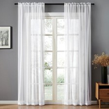 2 Panel Solid Color Sheer Curtains Voile Tulle Window Drapes Bedroom Living Room