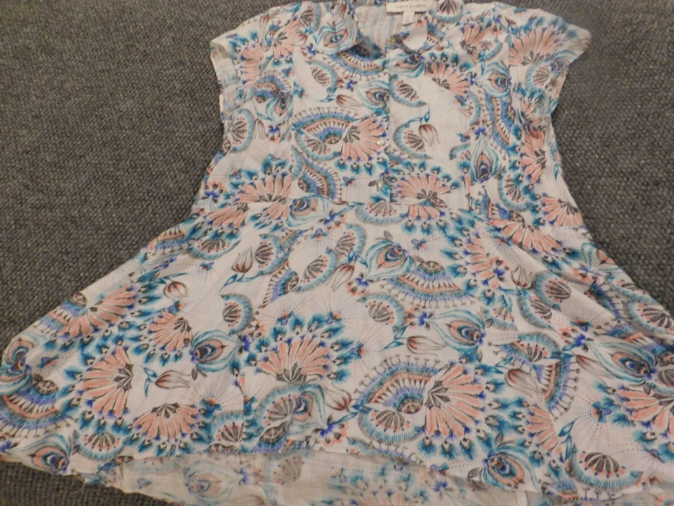 Blusa vintage America para mujer grande azul jersey elástico nueve oeste Foto 3 de 4