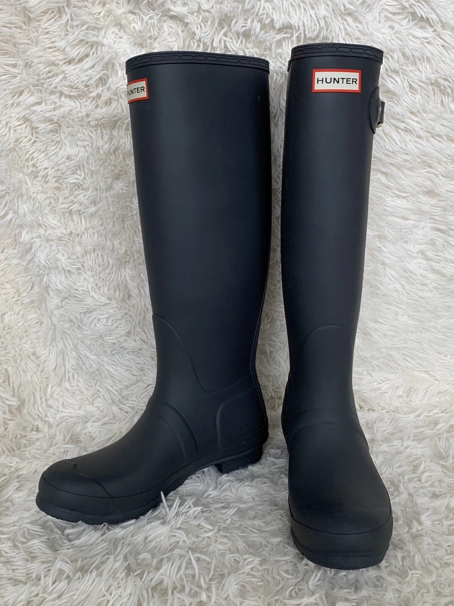 Hunter Original Women s Tall Winter Rain Boots Matte Dark Slate Grey Shoes NEW