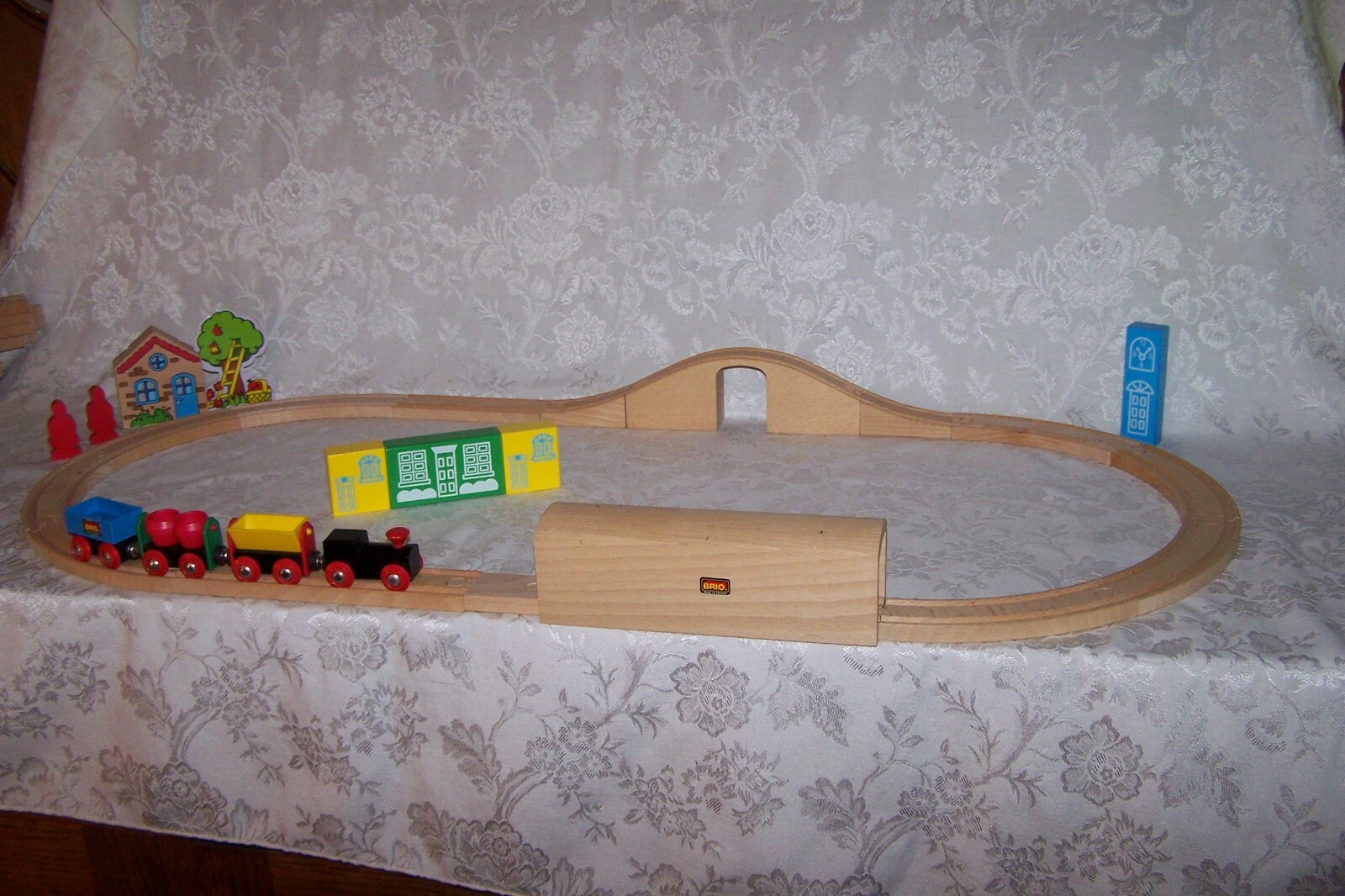 vintage wooden train set