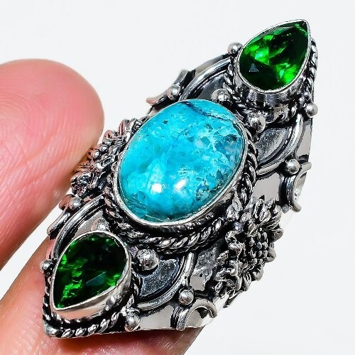 Collier Fait Main En Chromo-diopside Et Péridot, Monture Argent 925 - Bijou Unique Et Naturel