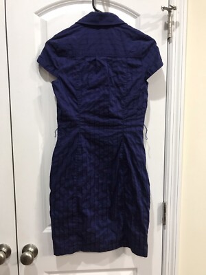 Express Design Studio Short Sleeve Shirt Dress Size 2 Royal Blue W/ Black  Stripe | eBay