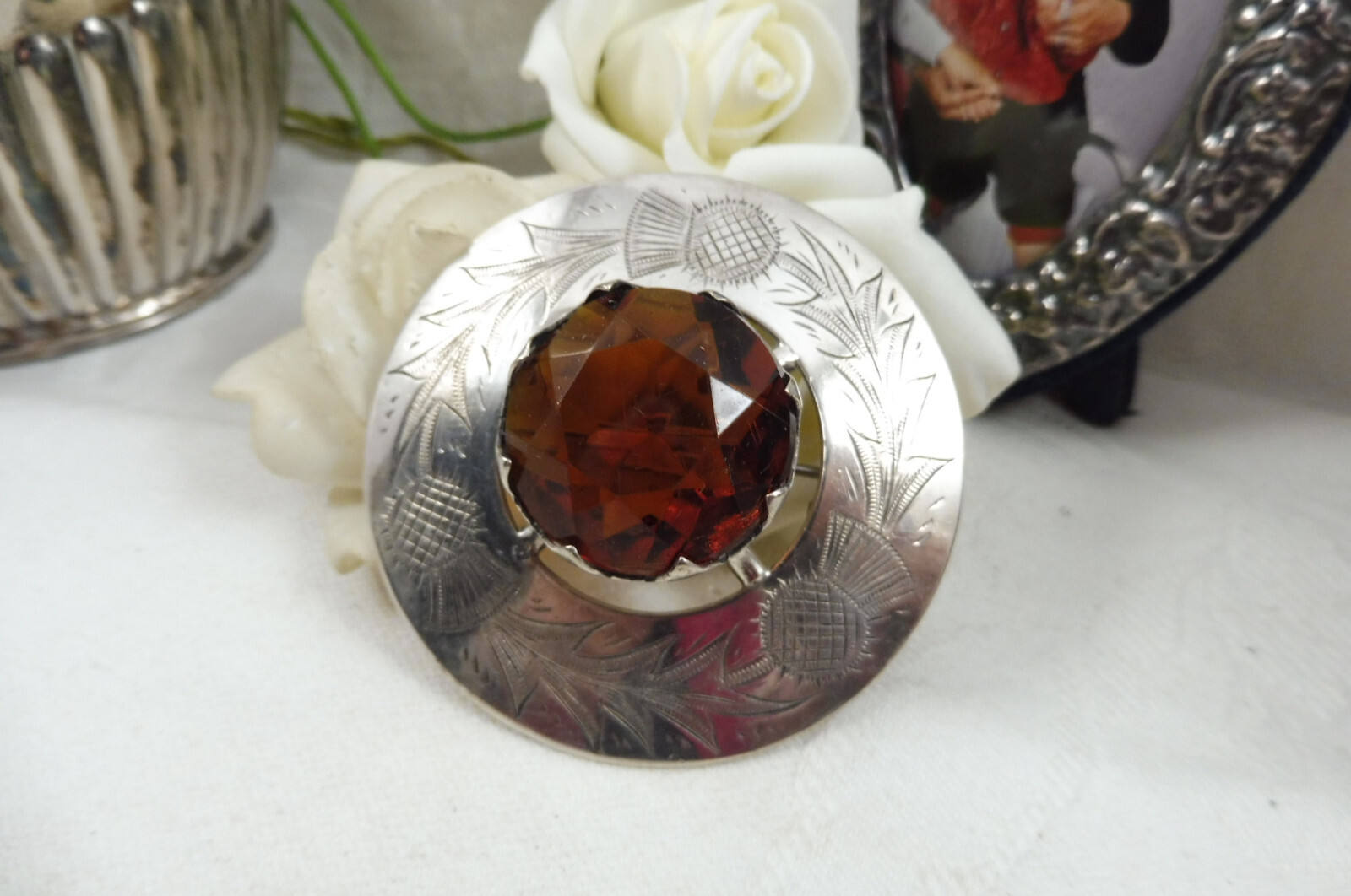 Large Antique Solid Silver Scottish Thistle Citri… - image 3