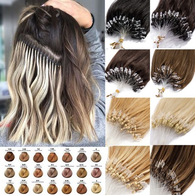 200 Strähnen Micro-Ring Echthaar Loop Remy Extensions Microring Haarverlängerung
