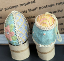Lot Of Two Decorative Paper Mache Easter Eggs