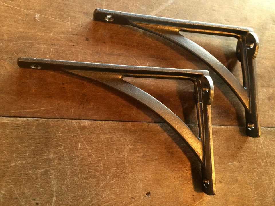 Pair 6" x 4" SMALL INDUSTRIAL ANTIQUE CAST VICTORIAN SHELF BRACKETS ~ BR22p(x2) - Image 3 of 4