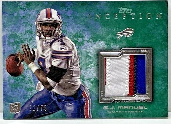 2013 Topps Inception E.J. MANUEL Rookie Relics Patch Green /75 Card #RP-EJM Bill