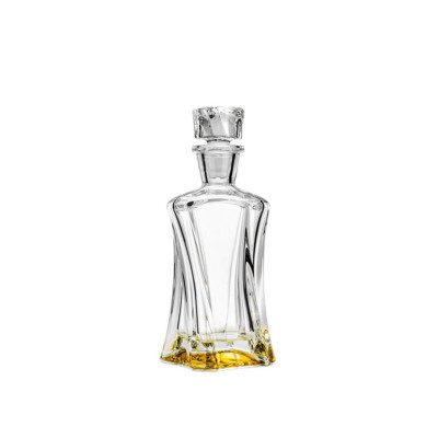 Aurum Crystal 3-Piece 1 Decanter + 2 Glasses Amber Crystal Whiskey Set, Set of 3