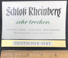 Vintage Schlok Rheinberg Very Dry German Sparkling Wine Bottle Label 3.25x4.75