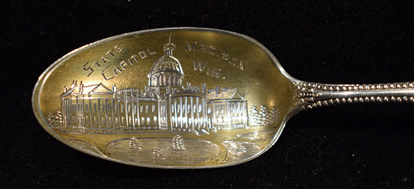 1898 Sterling Souvenir Spoon State Capitol Madison WI Wisconsin Towle