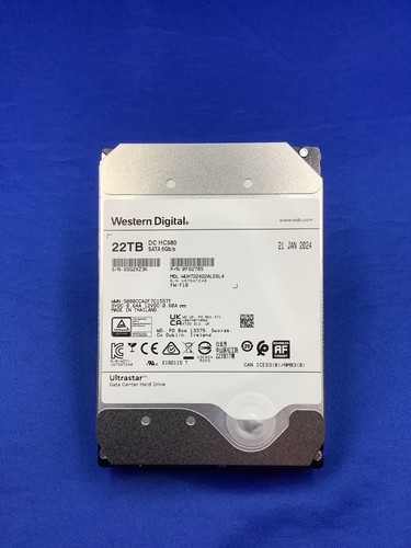 WUH722422ALE6L4 WD Ultrastar DC HC580 22TB SATA 6Gb/s 512e RPM 7.2K 3.5 - 第 1/6 張圖片