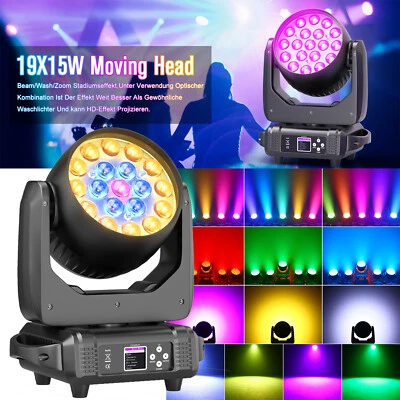 GDJRTTK LED Zoom Beam Wash 19X15W testa mobile RGBW DMX DJ luce palco discoteca party show