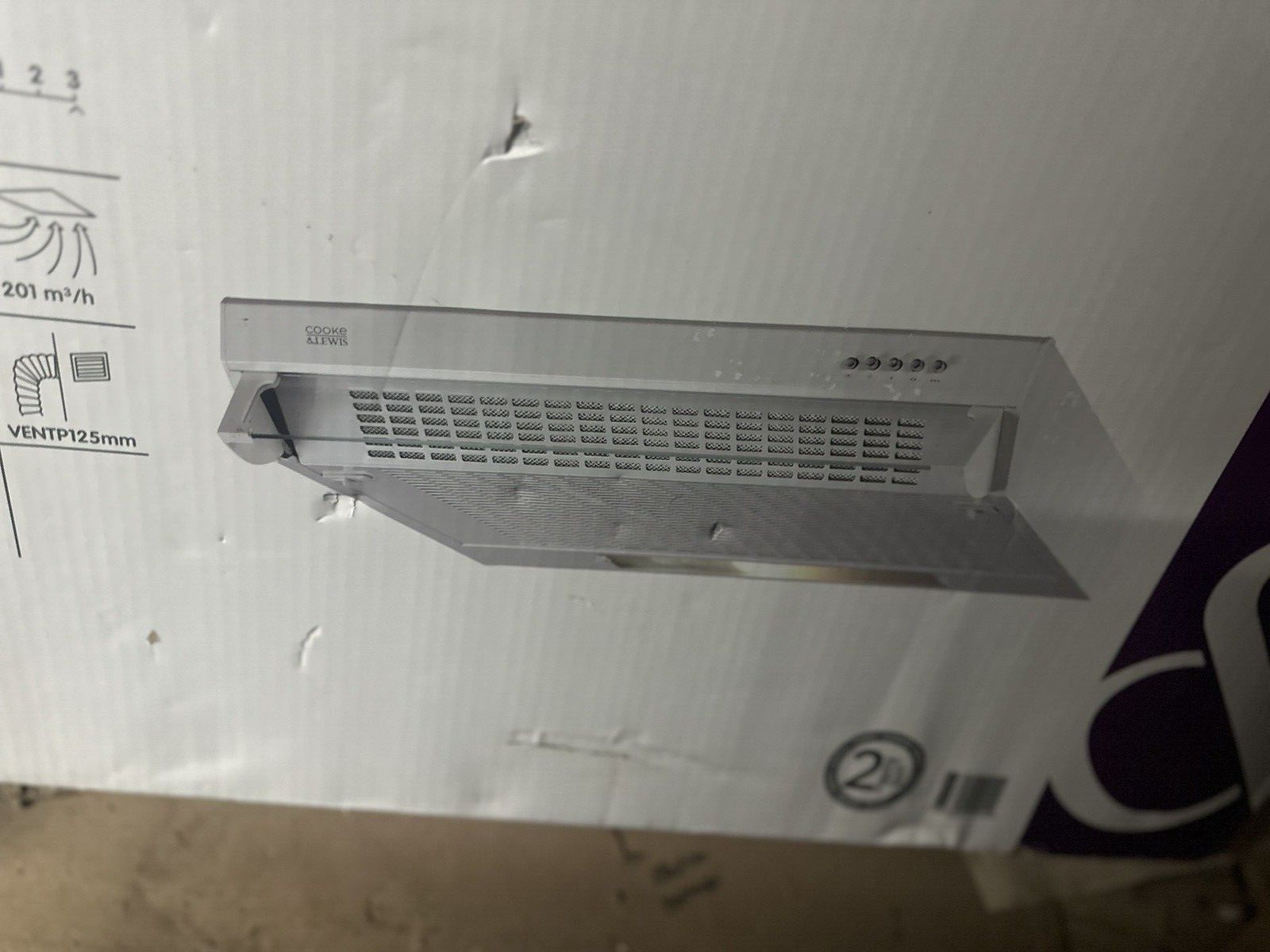 Cooke & Lewis CLVHW60A White Enamel steel Visor Cooker hood, (W)60cm eBay