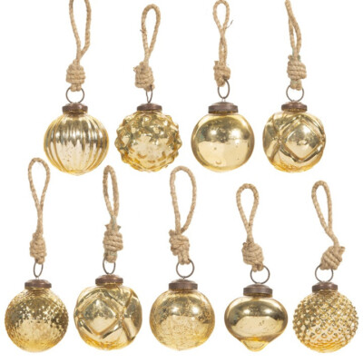 Sass & Belle Gold Crackle Mini Recycling Glaskugel Christbaumschmuck 9er Set