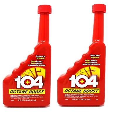 (Lot of 2) Octane Boost 104+ Clean Injectors Improve Performance 16 Fl Oz