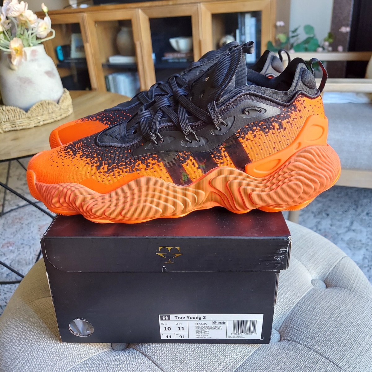 US Men Size 10-11.5 Adidas Trae Young 3 Solar Red Basketball