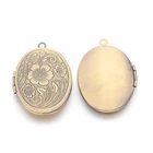 2pcs Brass Locket Pendants Picture Frame Charms for Necklace Antique Bronze Oval
