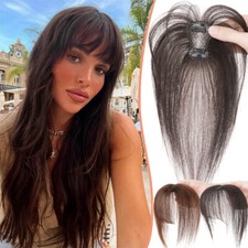 Clip in Bangs Real Remy Human Hair Pieces Topper 360 Cover 3D Bangs For Women