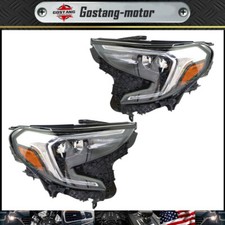Headlights Pair Fit For 2018-2021 GMC Terrain Headlamps Clear Xenon HID Chrome