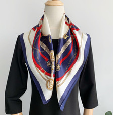100 Silk Mulberry Scarf 70X70cm Women Square Bandana Wrap Carriage chain NEW