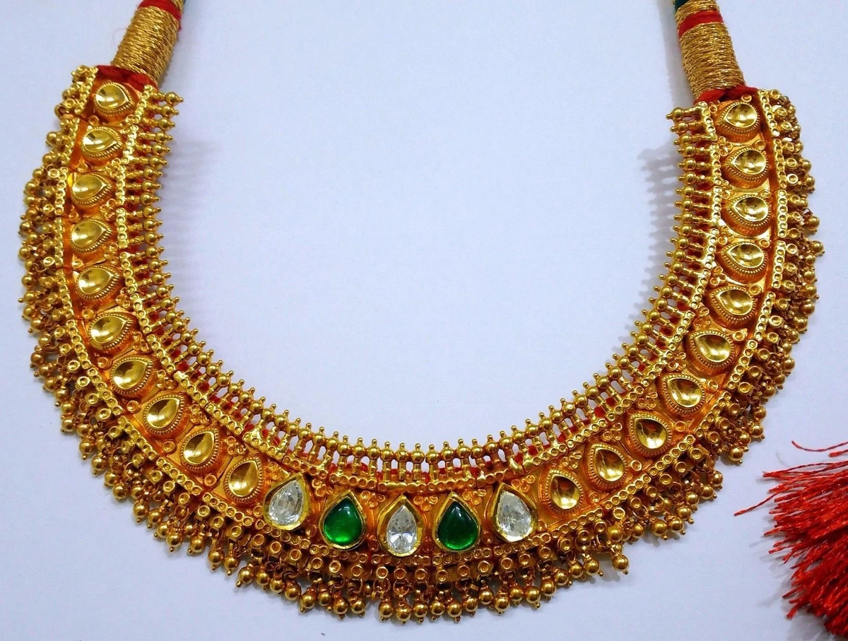 Gold choker necklace indian outlet