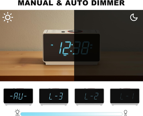Alarm Clock Radio with Bluetooth Speaker, FM Radio, Dual Alarm with Snooze, Larg - Imagen 5 de 8