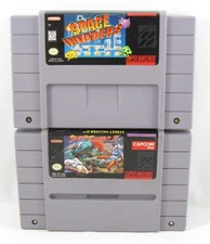 2 SNES Super Nintendo Street Fighter II & Space Invaders Game Cartridge Tested