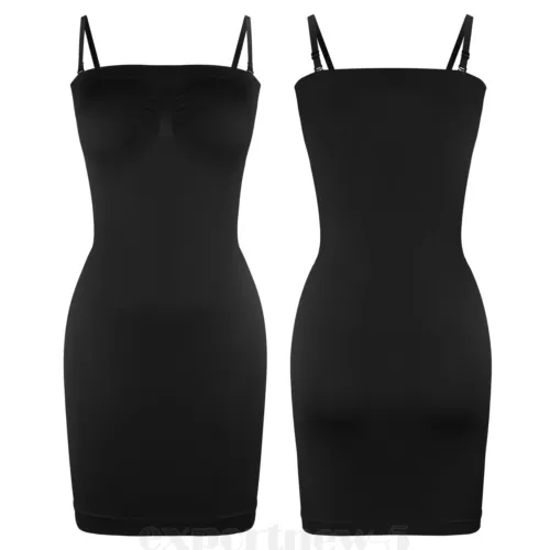 Women's Full Slip Dress Strapless Tummy Firm Control Body Shaper Slim Shapewear - Picture 15 of 33