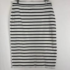 Banana Republic Skirt Women's Medium Pull On Below Knee Ribbed Knit Striped