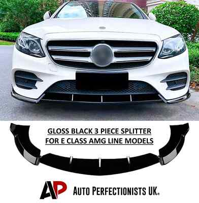 For Mercedes E Class W213 E43 E53 AMG Line Gloss Black Front Splitter Spoiler