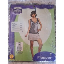 Rubies Deluxe Adult Flapper Costume Silver Grey 1920s Gatsby Dress Large 14-16