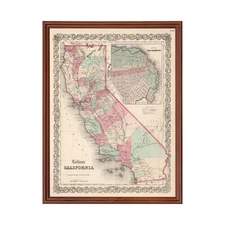 Old Map of California 1861 - Vintage California Art