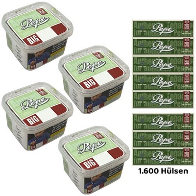 Pepe Bright Green Volumentabak 4x 170g BIG BOX, 1600 Hülsen