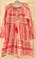 Next Pink Jacquard Kaftan Mini Cotton Blend Summer Dress Size M BNWT £45