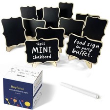 12pcs Mini Chalkboard Signs with Stand,Food Labels for Party 12 PACK, Black