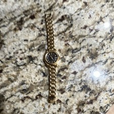 Gold Tone Metal Analog Wristwatch Black Dial ...