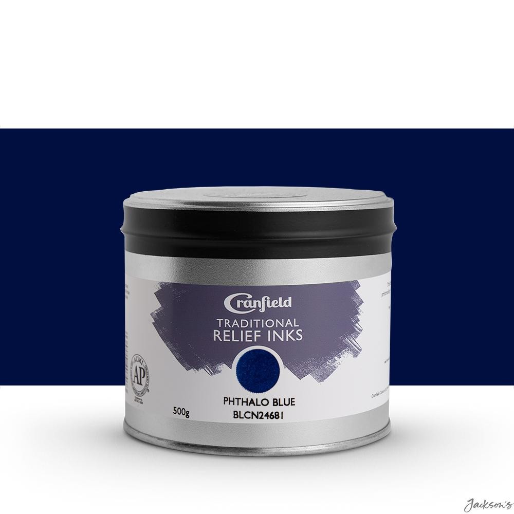 Cranfield Traditional Relief Ink Linseed Oil 500g Phthalo Blue Printmaking