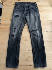 Vintage Levi's 501 Gray Distressed Denim Straight Leg Jeans Size 30 x 31