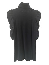 Max Studio Knit Turtleneck Sweater Dress Petite L Black Women's