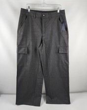 Tommy Hilfiger Pants Women 12 Gray Striped Modern Wide Leg Cargo Pants 34x30 NWT