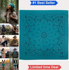 Cotton Bandana 22x22 Inch 100 Soft Paisley Unisex Head Wrap Neck Scarf Peacock