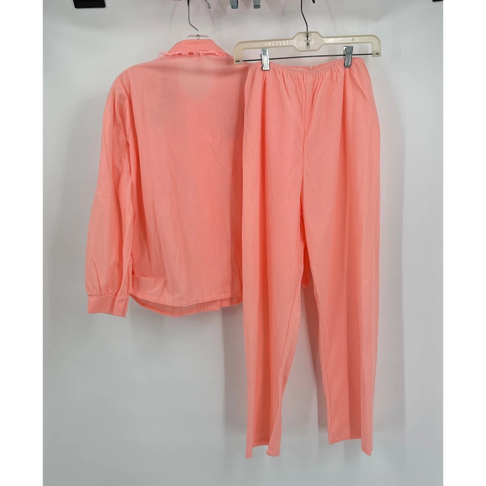 Pijama Katz Mujer M Vintage M Melocotón Bordado Peter Pan Cuello Botón Delantero Foto 2 de 4