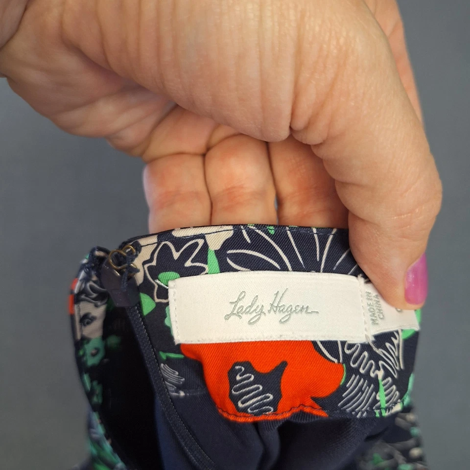 Falda de golf Lady Hagen para mujer 8 azul marino/blanco usada en excelente estado Foto 3 de 4