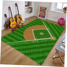 Baseball Rug for Bedroom 3'x5' Non Slip Sports Rug for Living Room Baseball