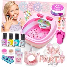 Kids Spa Day Kit for Girls, 42 Piece Spa Toys with Waterfall Foot Spa, Nail