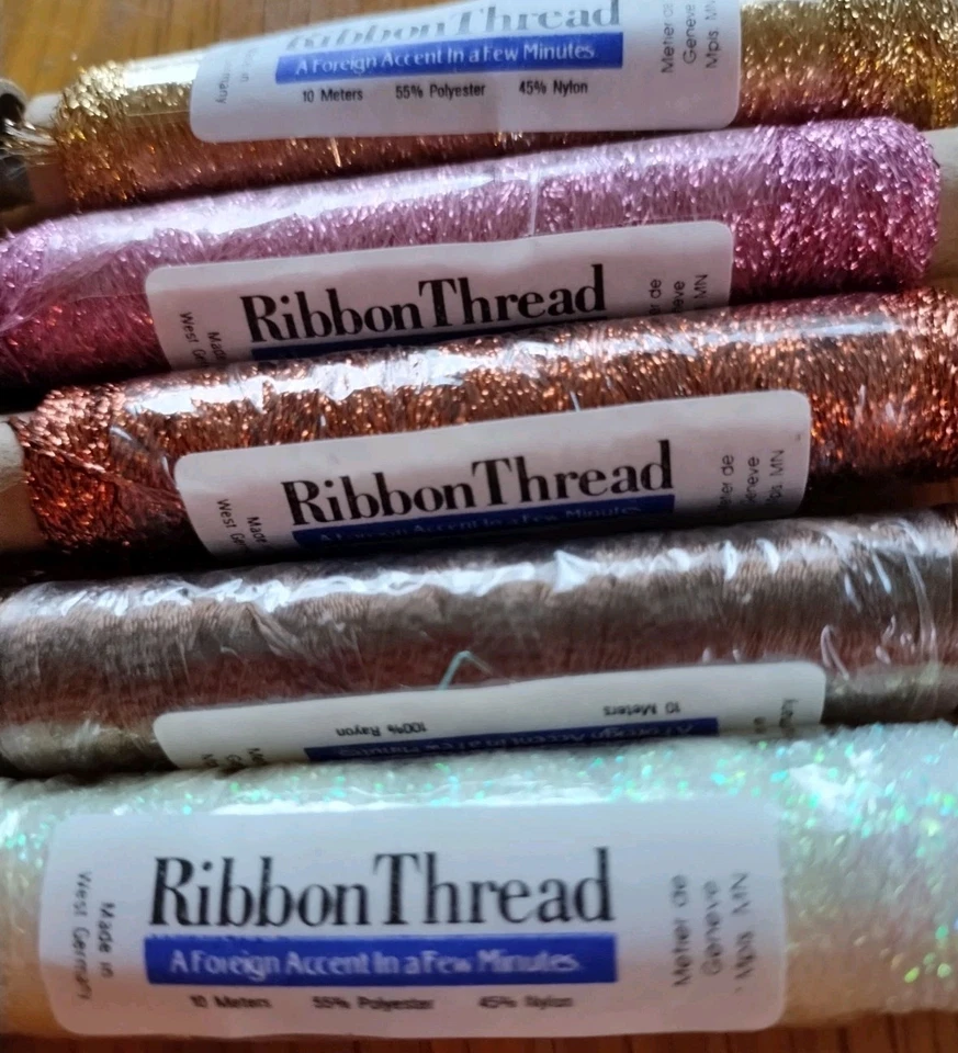 VTG West Germany Rayon Ribbon Thread Lot- Mixed Colors -10 spools-10m--#A - Image 3 of 3