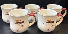 Pfaltzgraff Mug Polar Bear Ice Skating Winter Holiday Christmas Set Of 5
