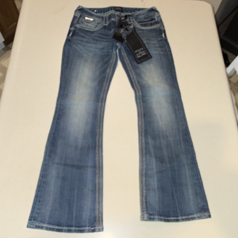 ReRock for Express Girls Bootcut Jeans 4 short Blue Denim Medium Wash Pockets